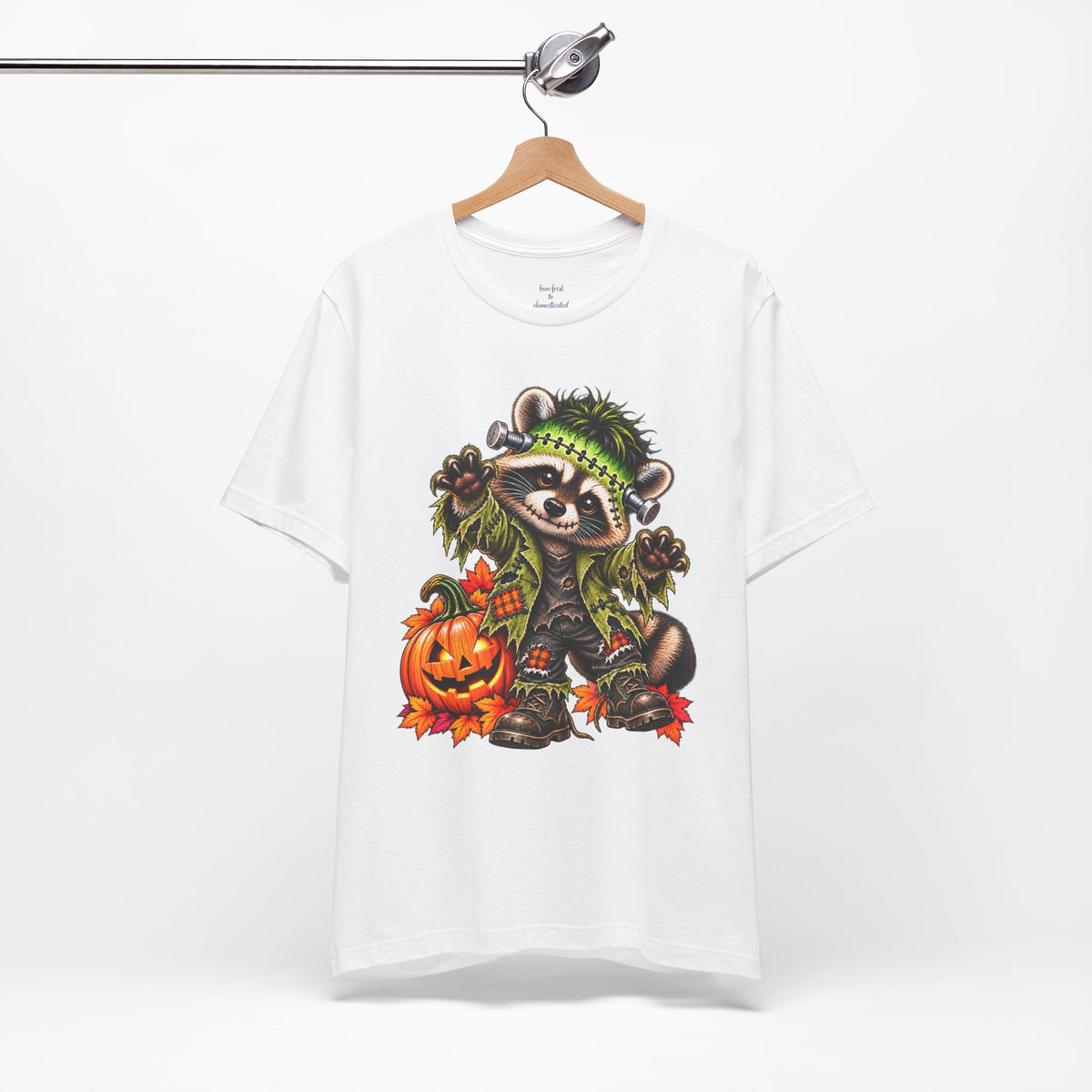 Halloween Frankenstein Raccoon and Black Cat T-Shirt