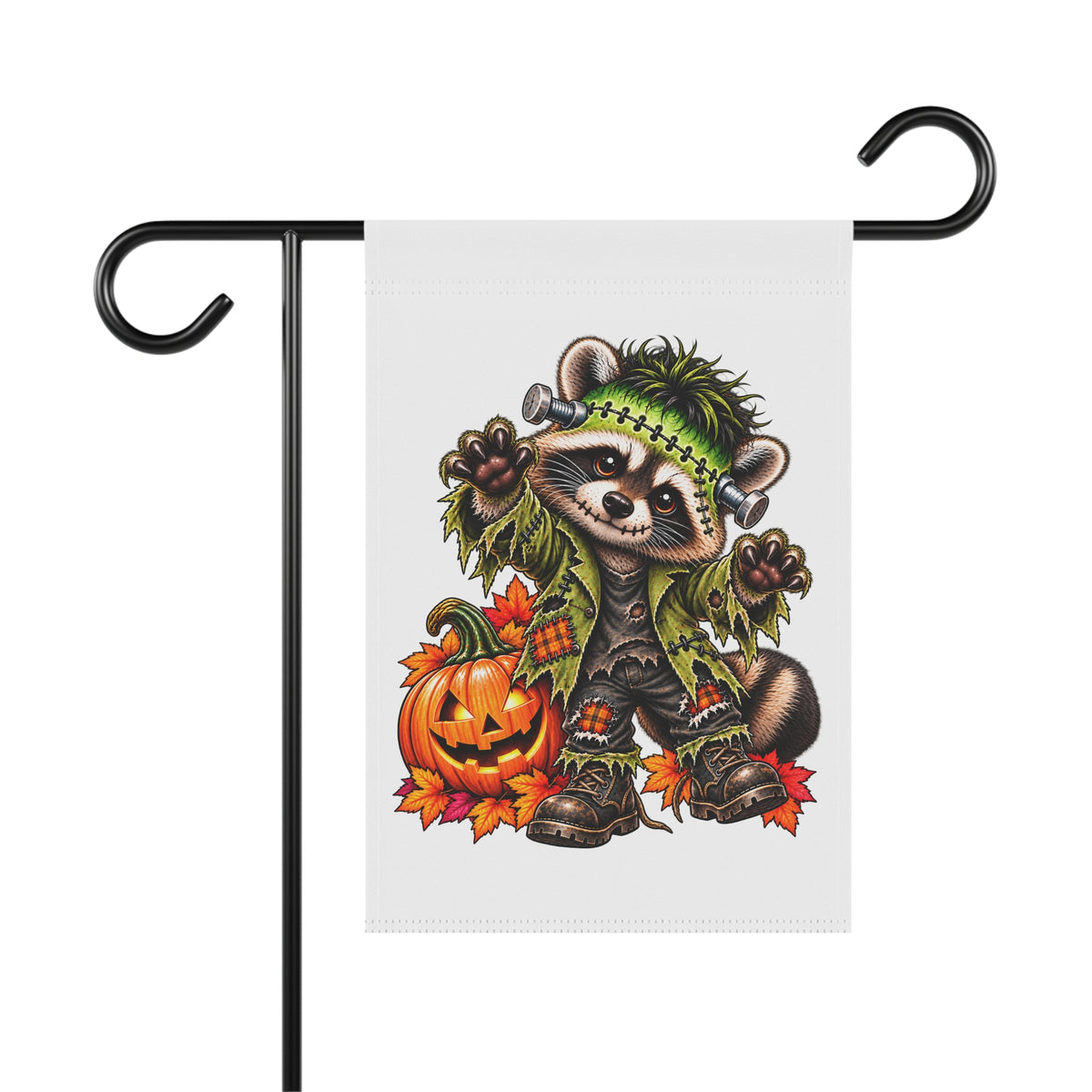 Halloween Frankenstein Raccoon Garden Flag