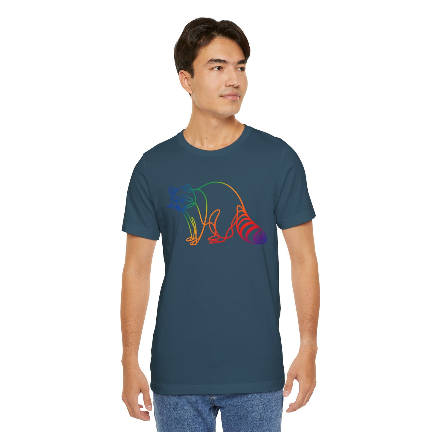 Raccoon Tee — Minimal Line Raccoon Scenic Graphic T-Shirt