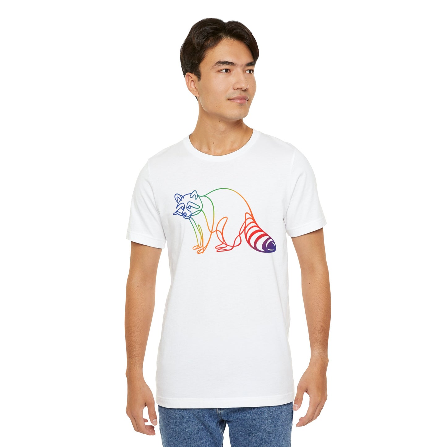 Raccoon Tee — Minimal Line Raccoon Scenic Graphic T-Shirt