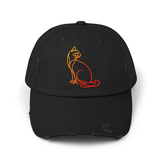 Sunrise Cat Distressed Cap