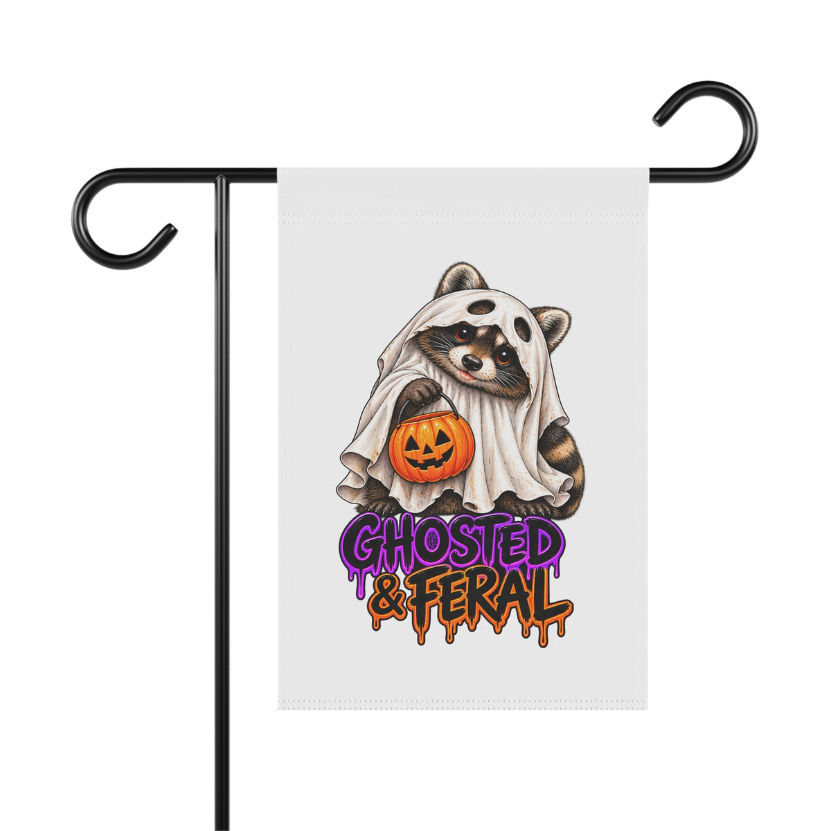 Ghosted Raccoon Garden Flag