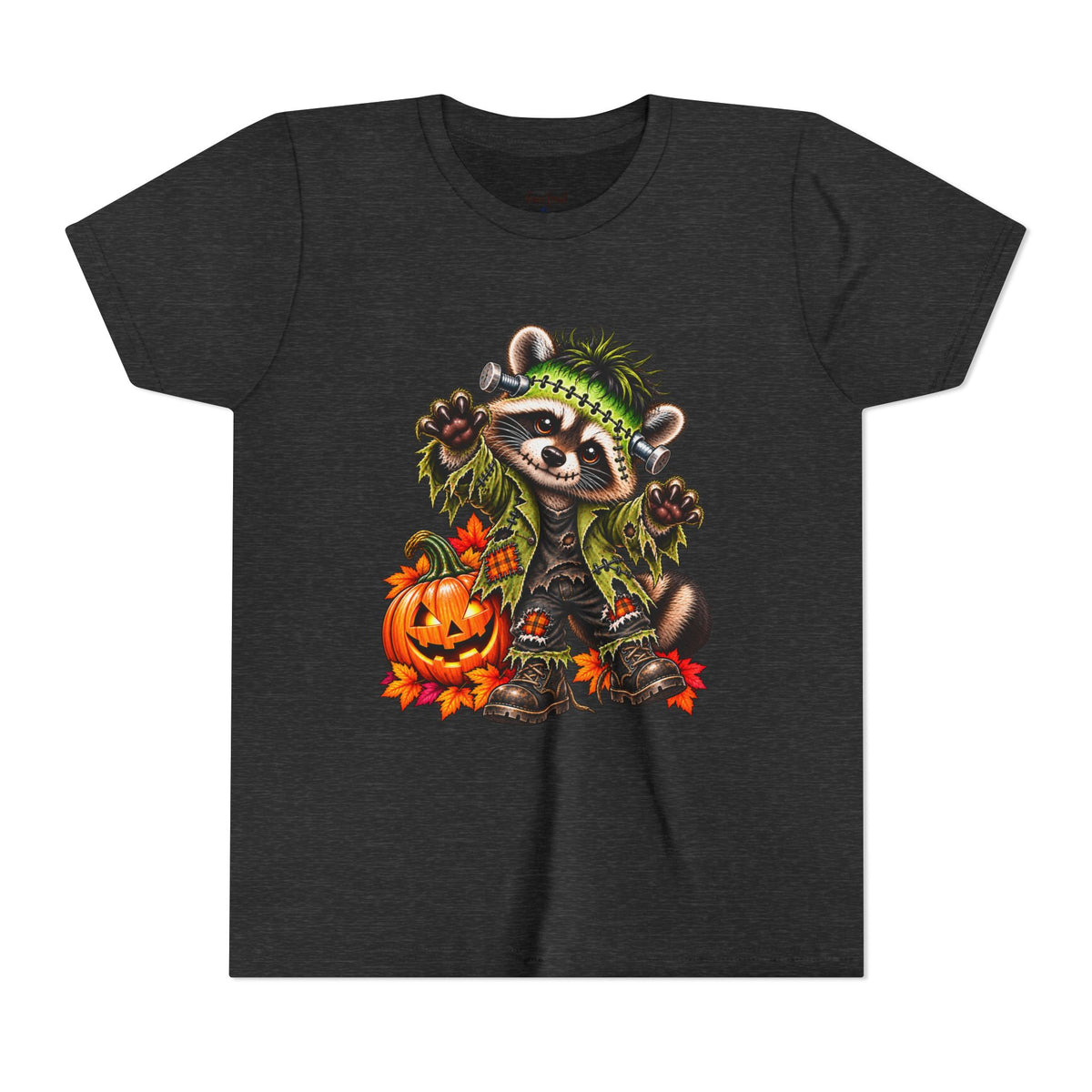 Halloween Youth Tee — Frankenstein Raccoon Kids Tshirt