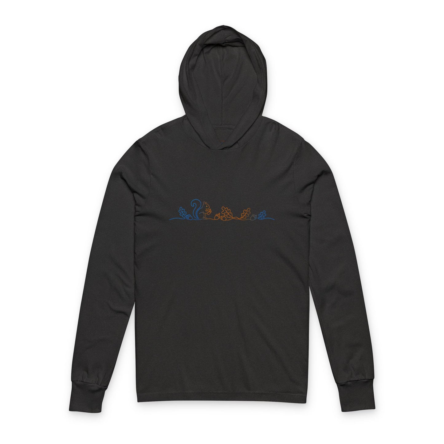 Continuous Line Art Squirrel Hooded Long Sleeve Tee