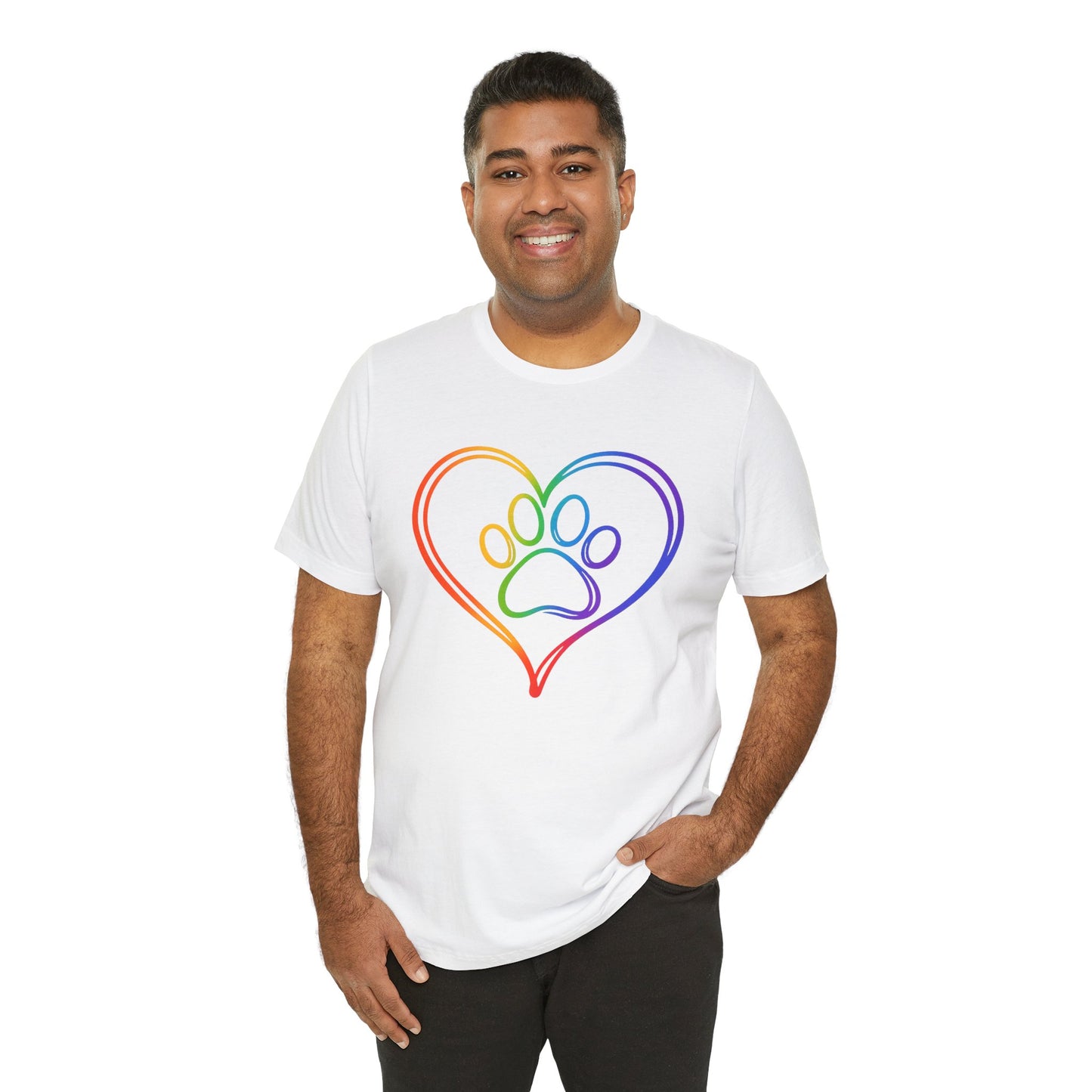 Heart/Paw Colorful Line-Work T-Shirt