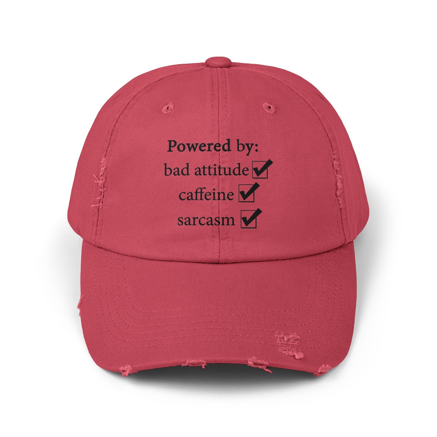 "Powered By" Distressed Cap —  Funny Truth Hat