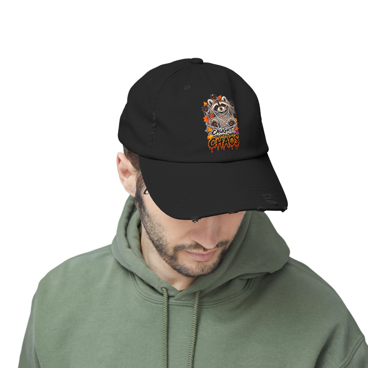 Caught Raccoon Distressed Baseball Hat