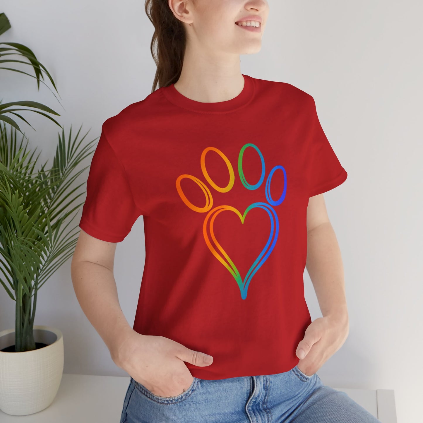 Heart/Paw Colorful Line-Work T-Shirt