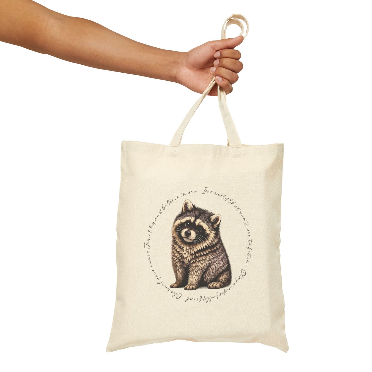 Jimothy The Raccoon Inspirational Tote Bag