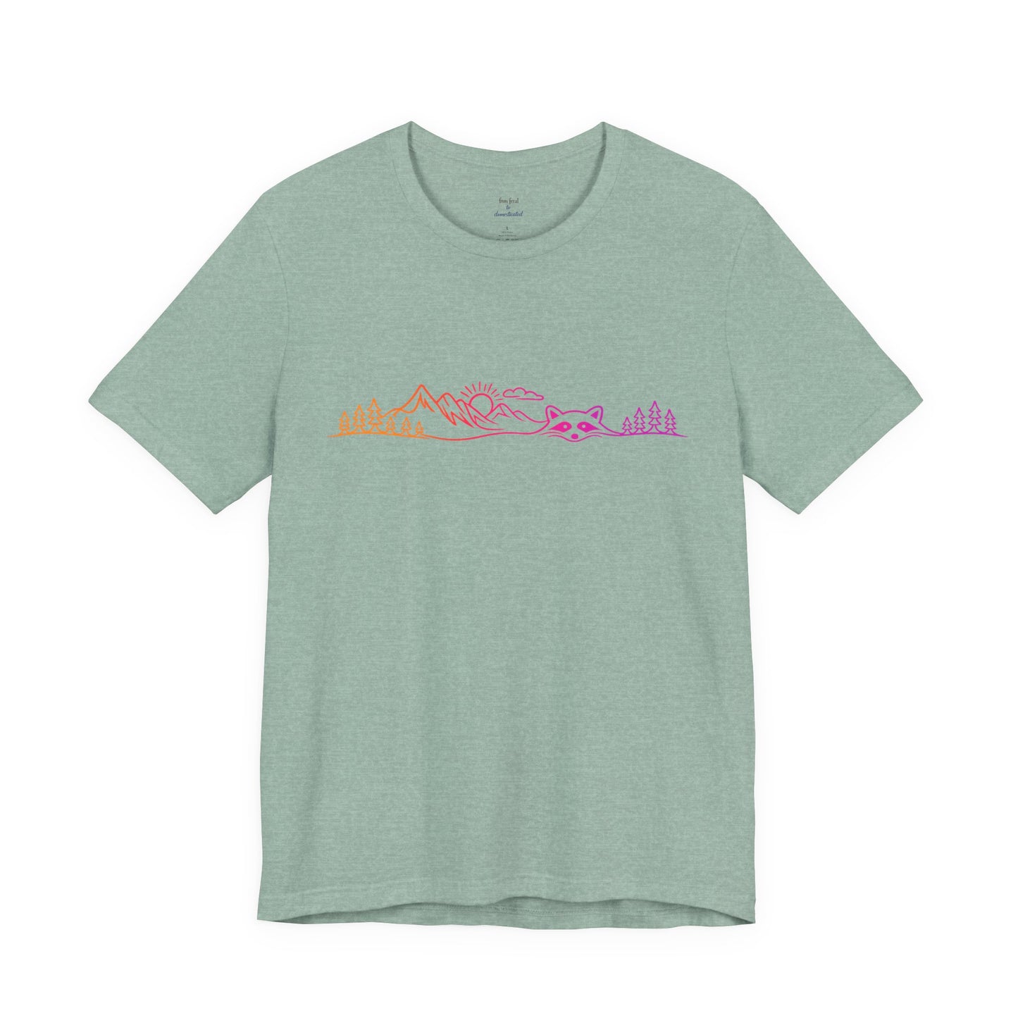 Raccoon Tee — Minimal Line Raccoon Scenic Graphic T-Shirt