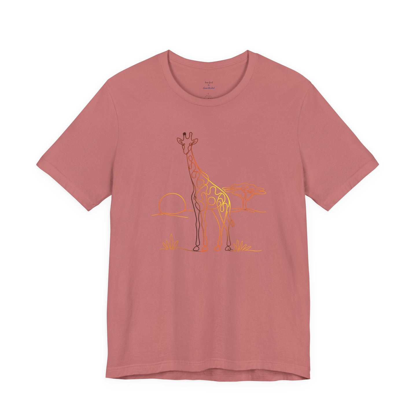 Giraffe Sunset Tee — Minimal Line Art Safari T-Shirt