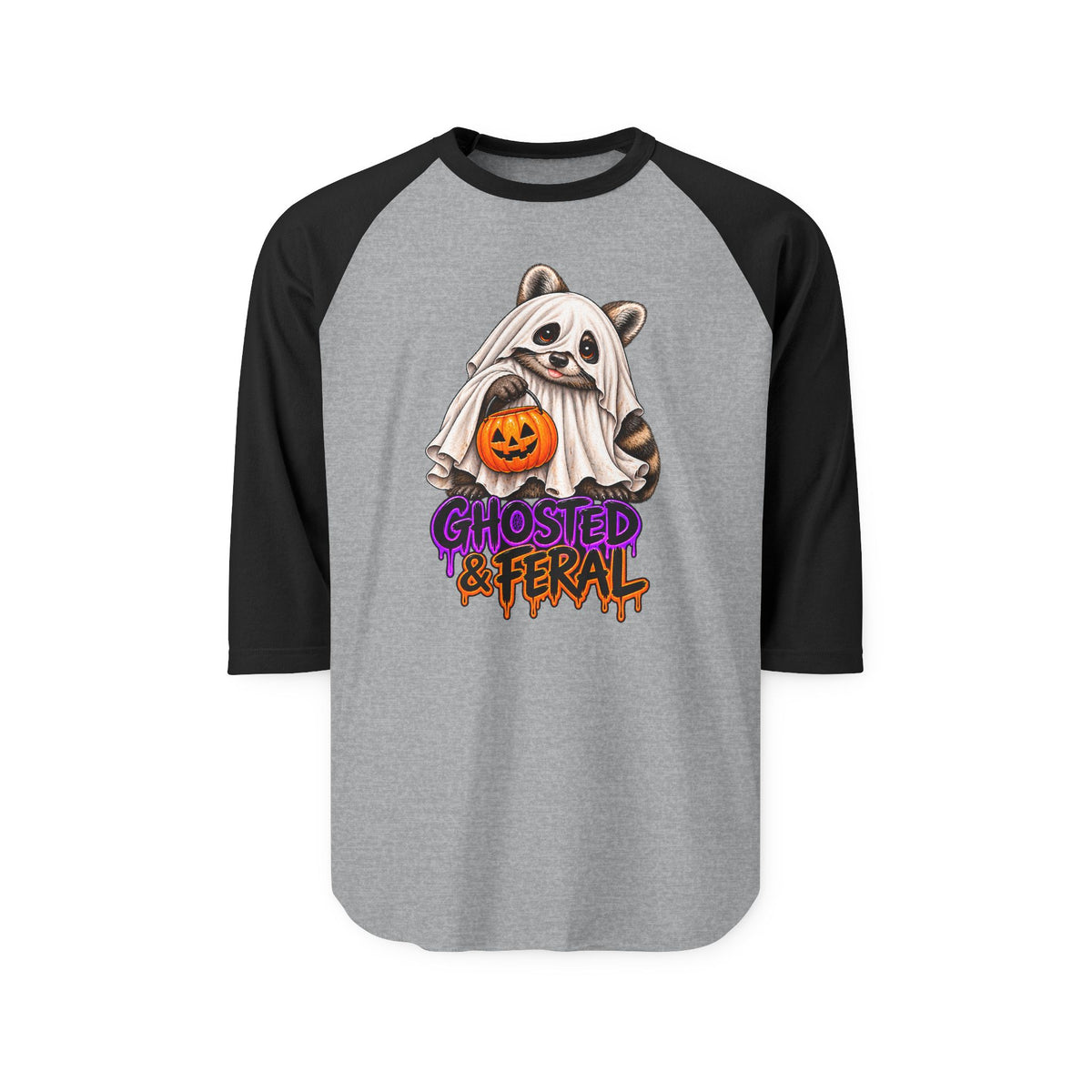 Ghosted Raccoon Raglan Baseball Shirt