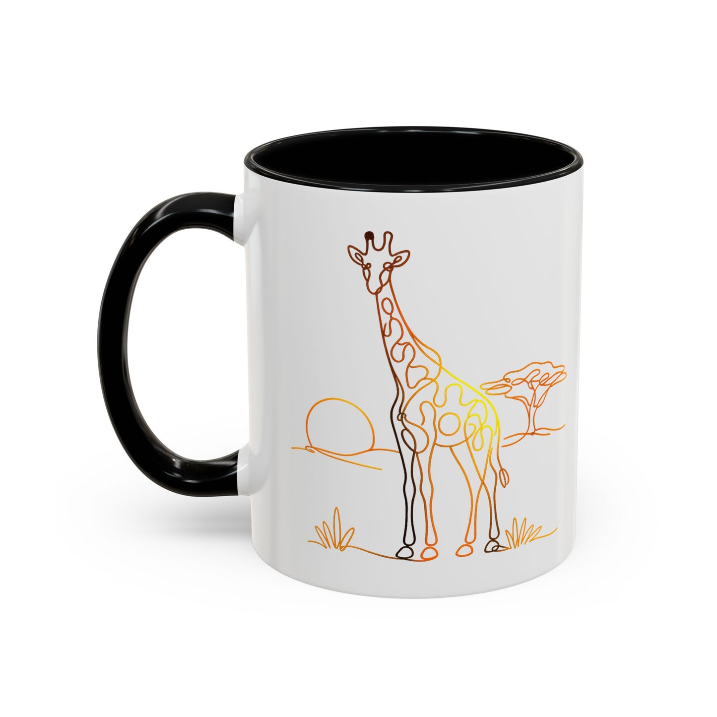 Safari Sunrise Coffee Mug — Minimal Line Giraffe Design (11/15oz)