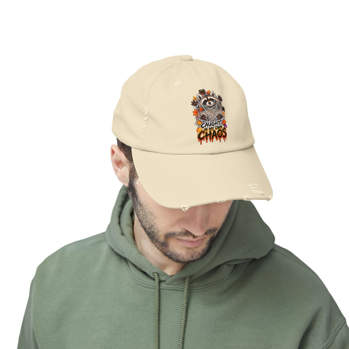 Caught Raccoon Distressed Baseball Hat