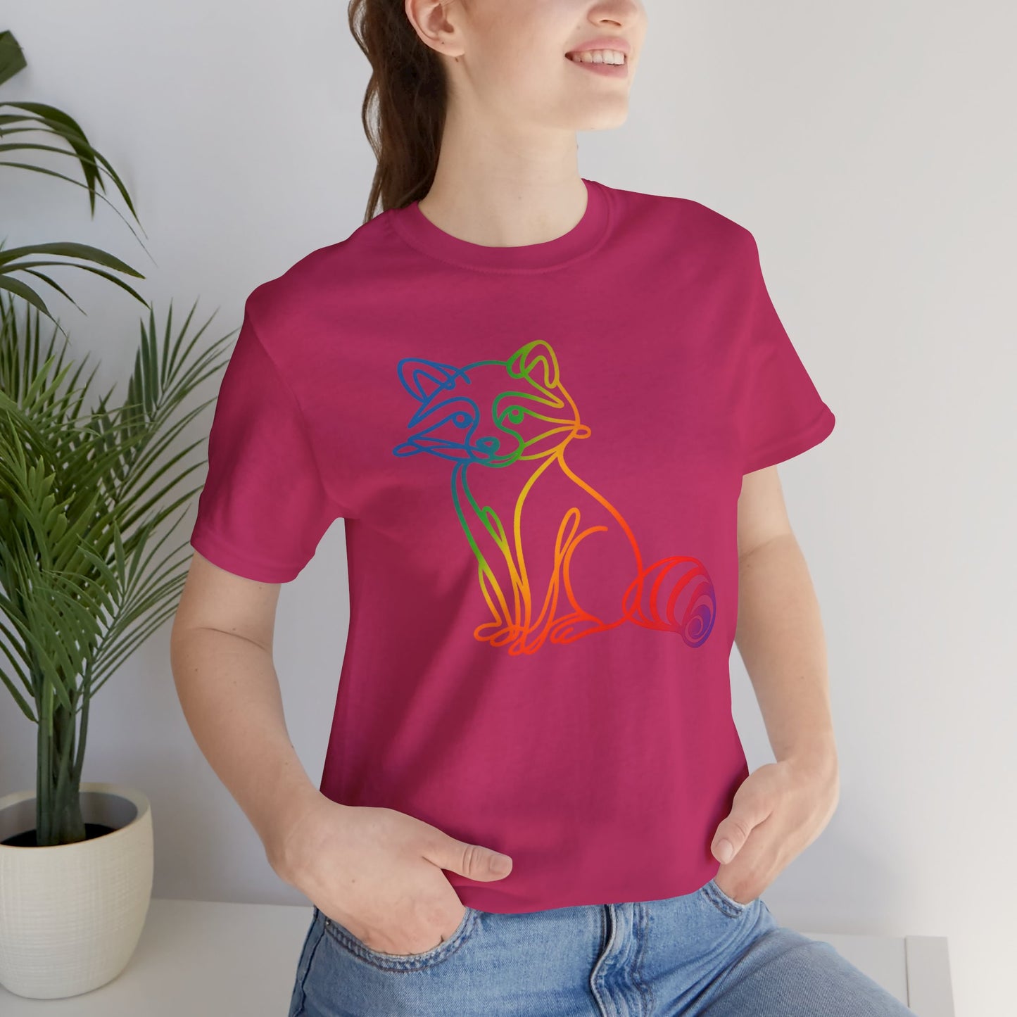 Raccoon Tee — Minimal Line Raccoon Scenic Graphic T-Shirt