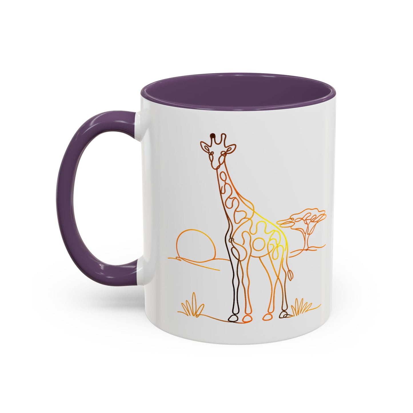 Safari Sunrise Coffee Mug — Minimal Line Giraffe Design (11/15oz)