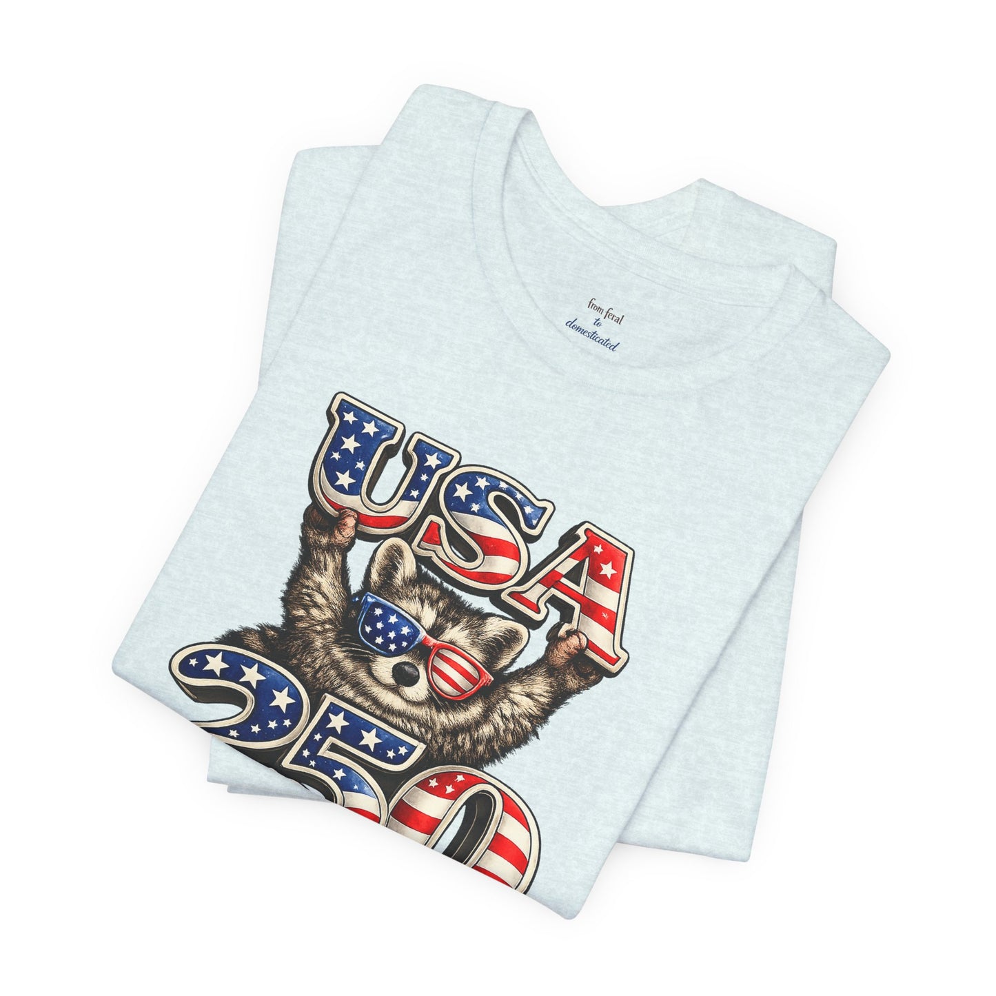 Patriot Raccoon 250th Anniversary T-Shirt — 4th of July Fireworks Flag Tee
