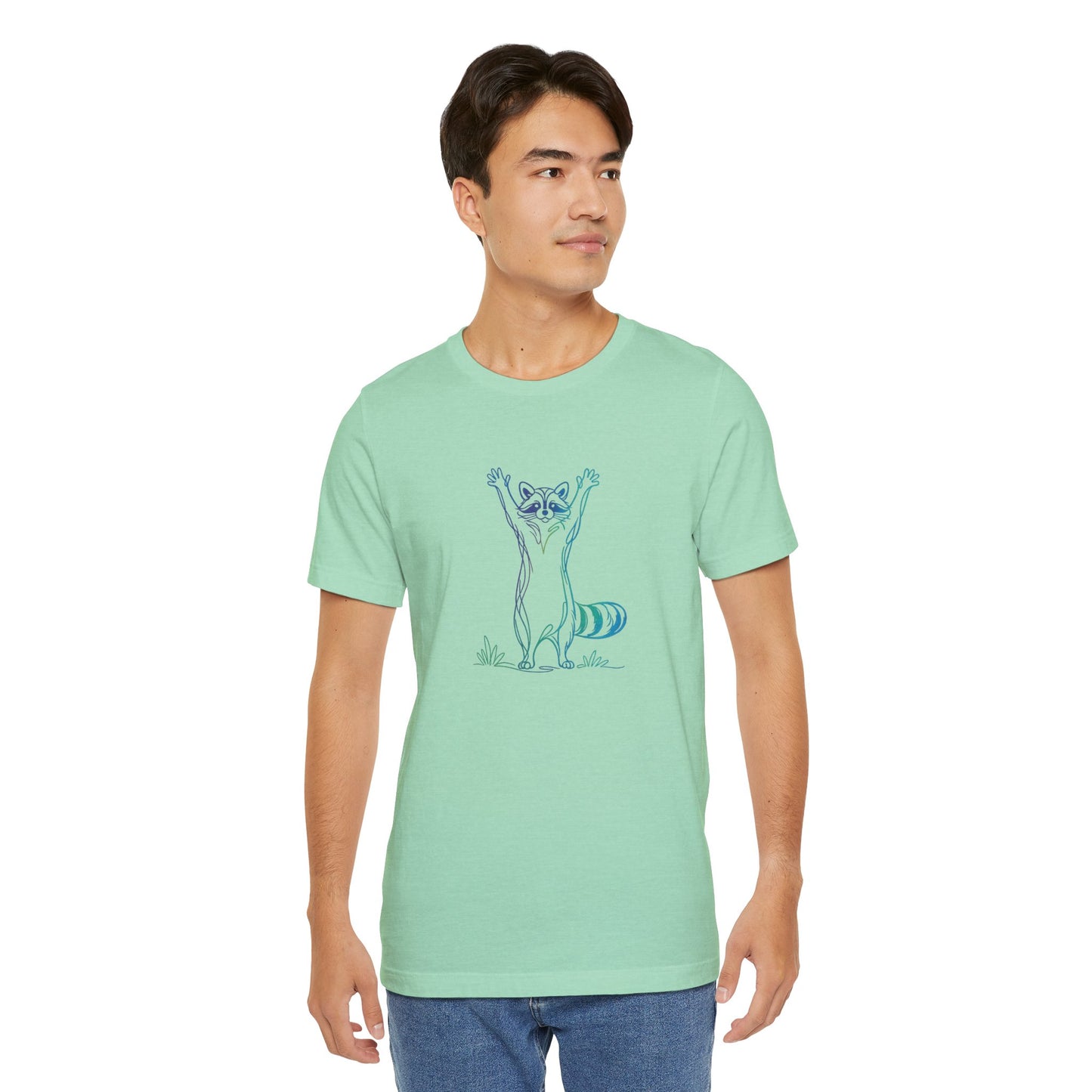 Raccoon Tee — Minimal Line Raccoon Scenic Graphic T-Shirt