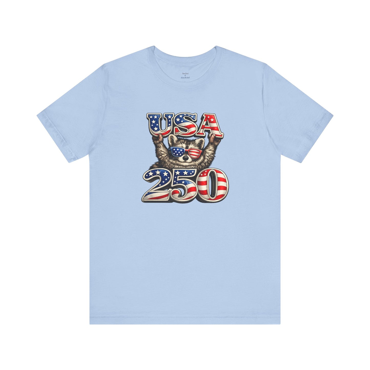 Patriot Raccoon 250th Anniversary T-Shirt — 4th of July Fireworks Flag Tee