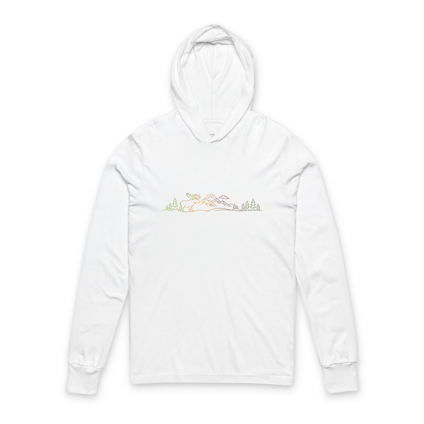 Continuous Line Art Moose Hooded Long Sleeve Tee