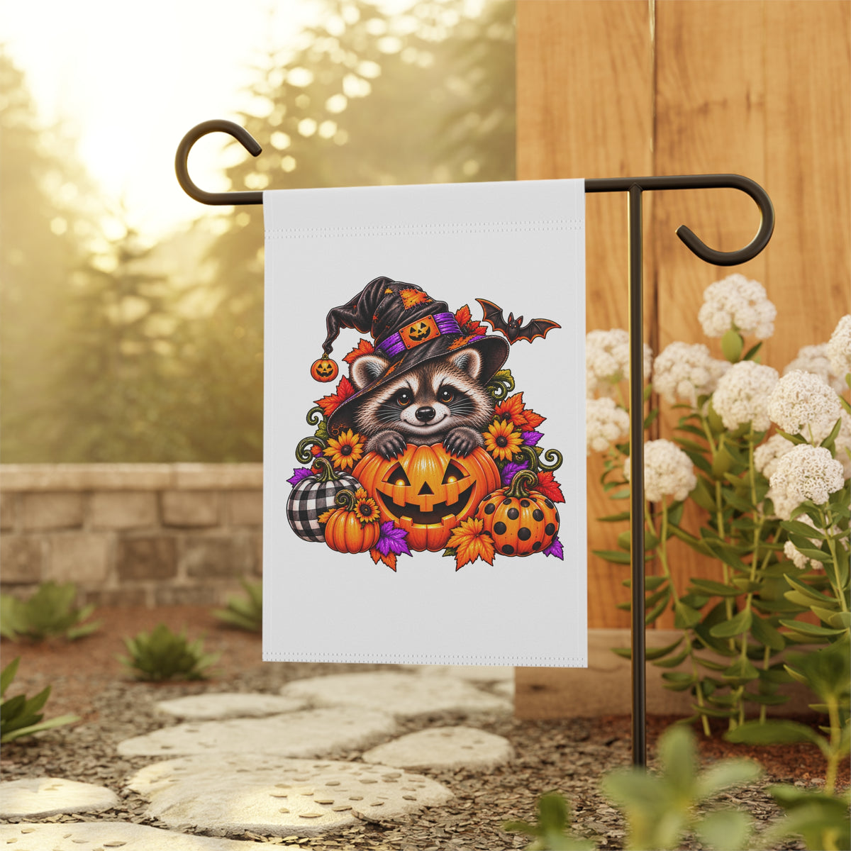 Halloween Raccoon Garden Flag
