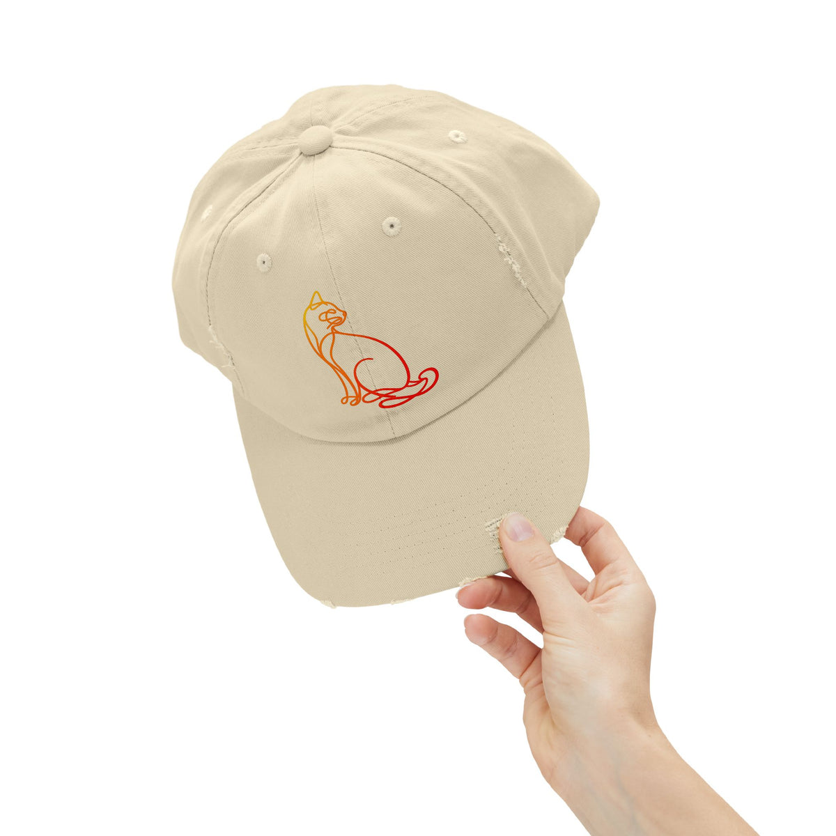 Sunrise Cat Distressed Cap