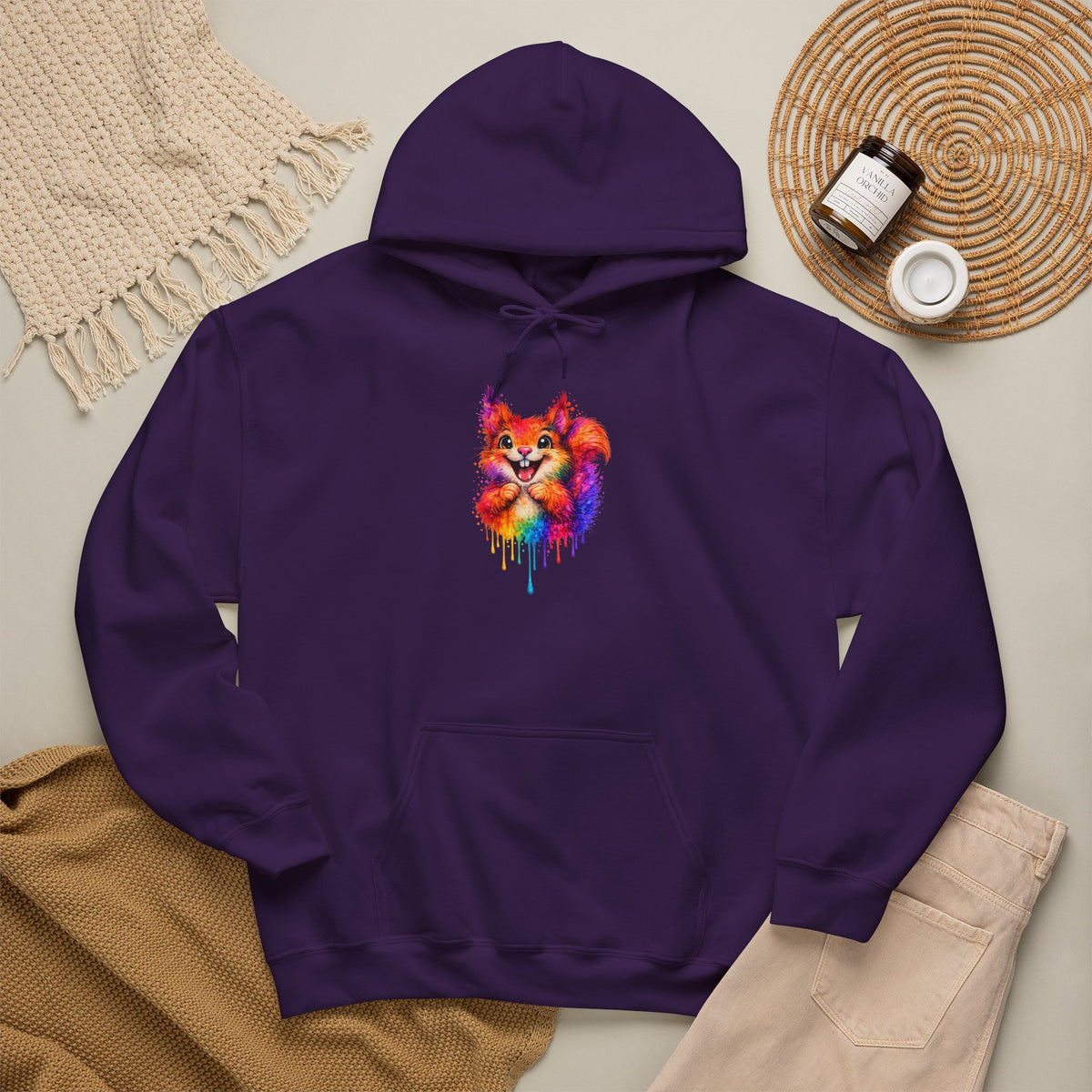 Watercolor Squirrel Hooded Sweatshirt
