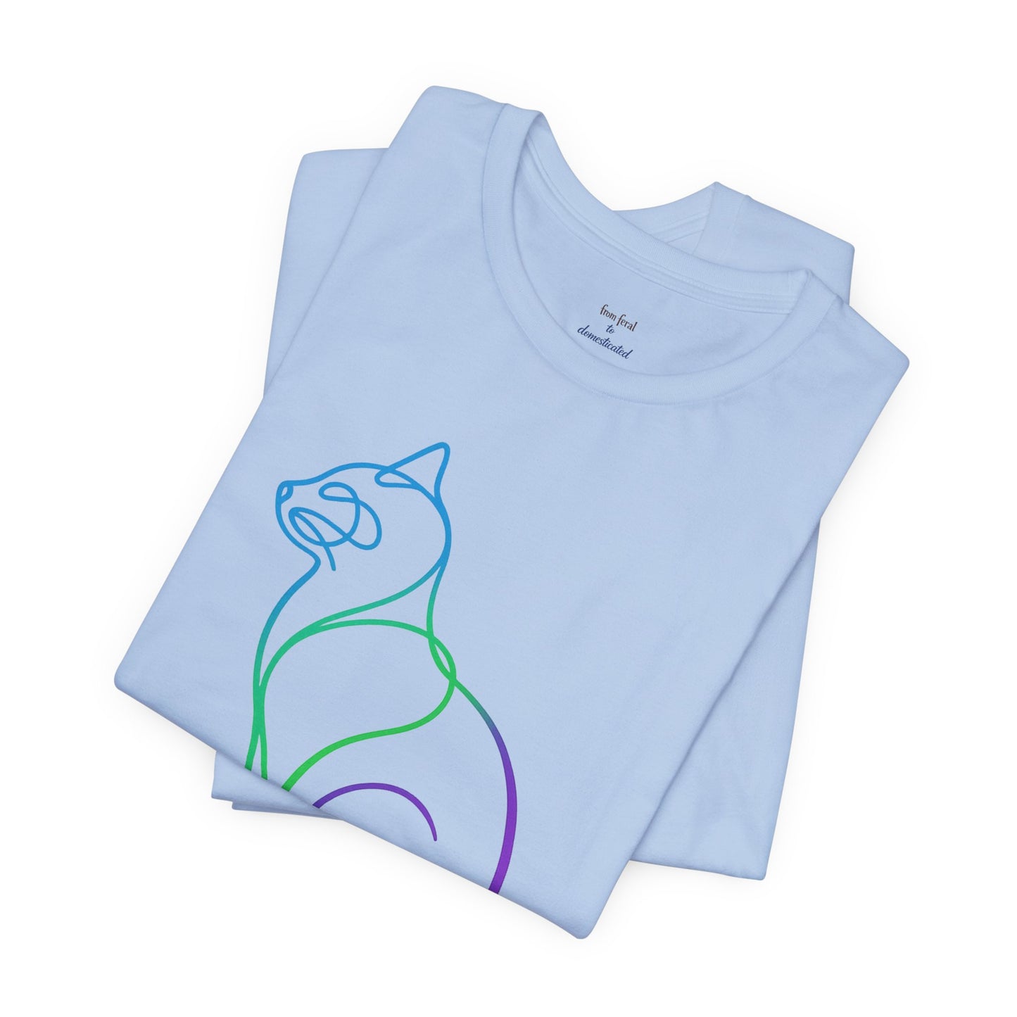 Colorful Line | Work Sitting Cat T-Shirt