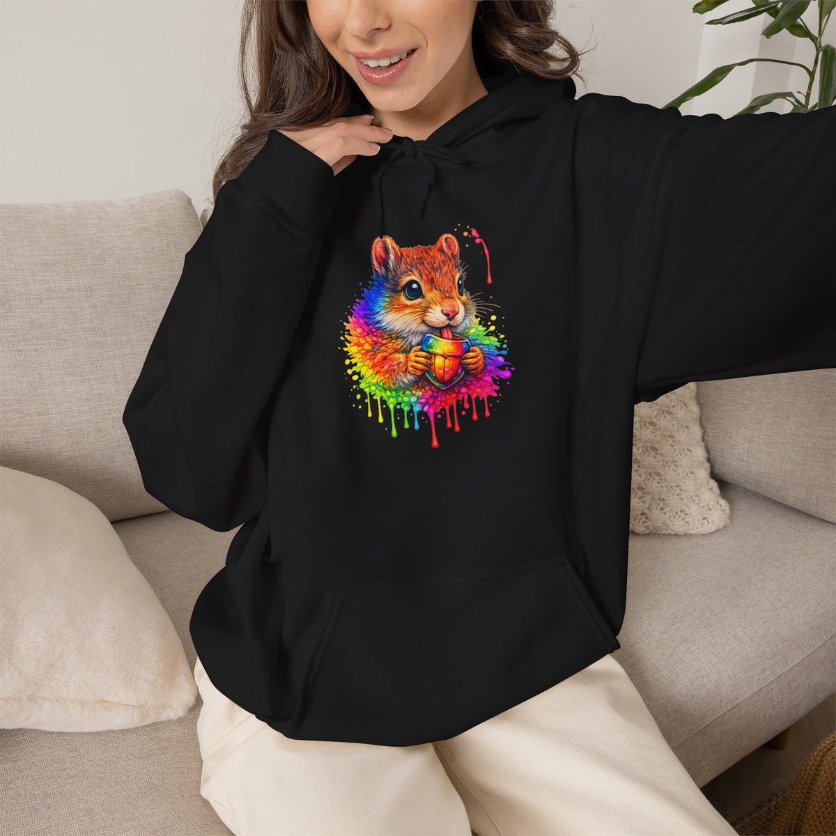 Watercolor Squirrel Hooded Sweatshirt