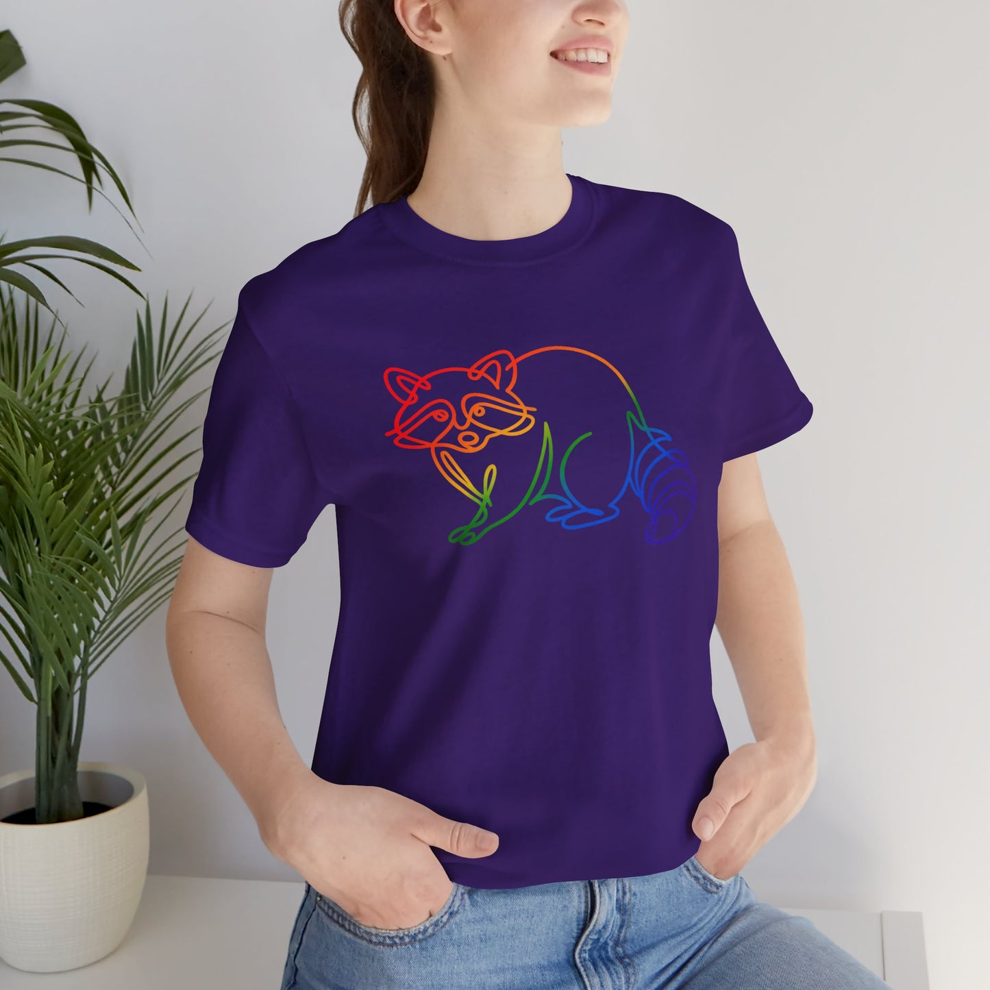 Raccoon Tee — Minimal Line Raccoon Scenic Graphic T-Shirt