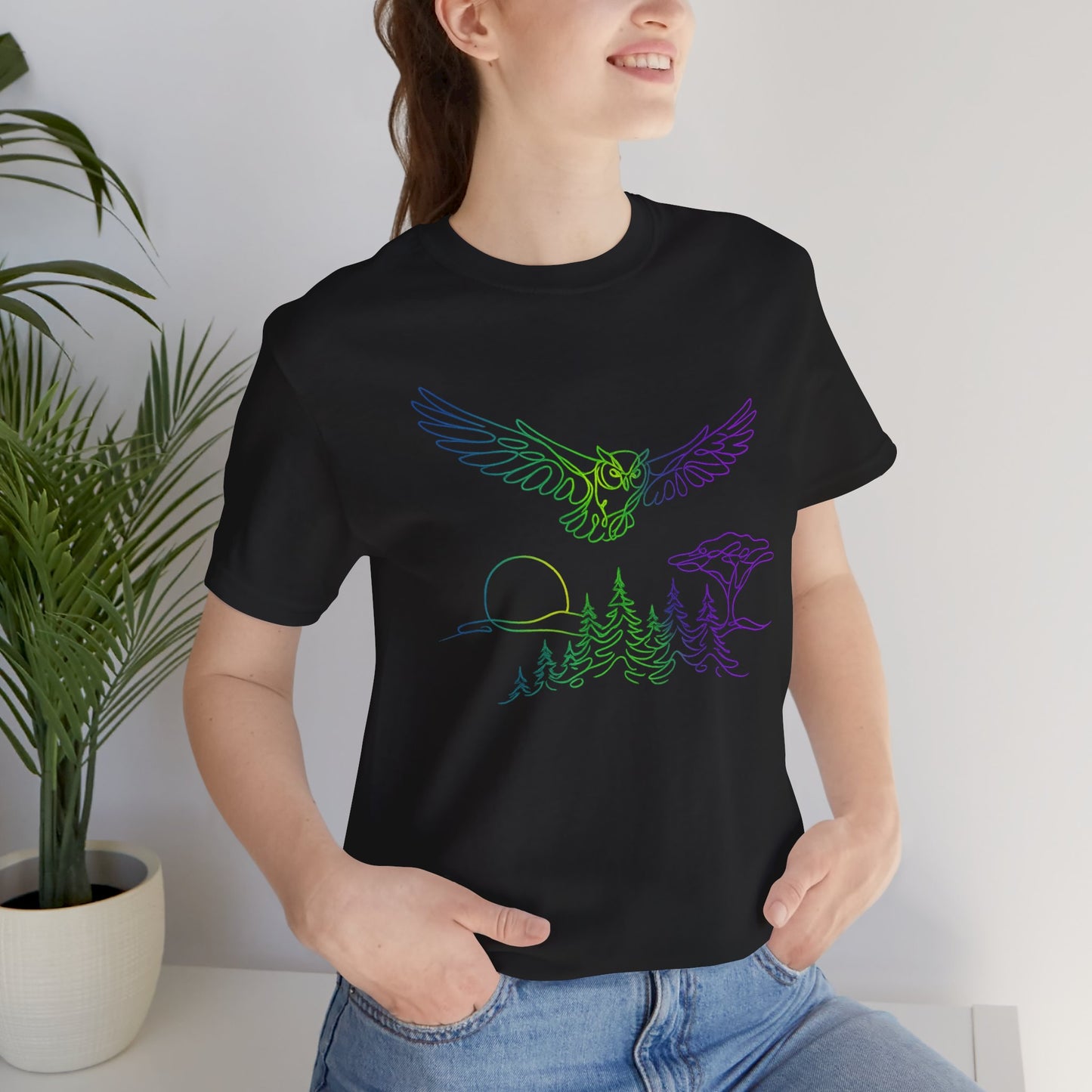 Owl | Colorful Line-Work T-Shirt