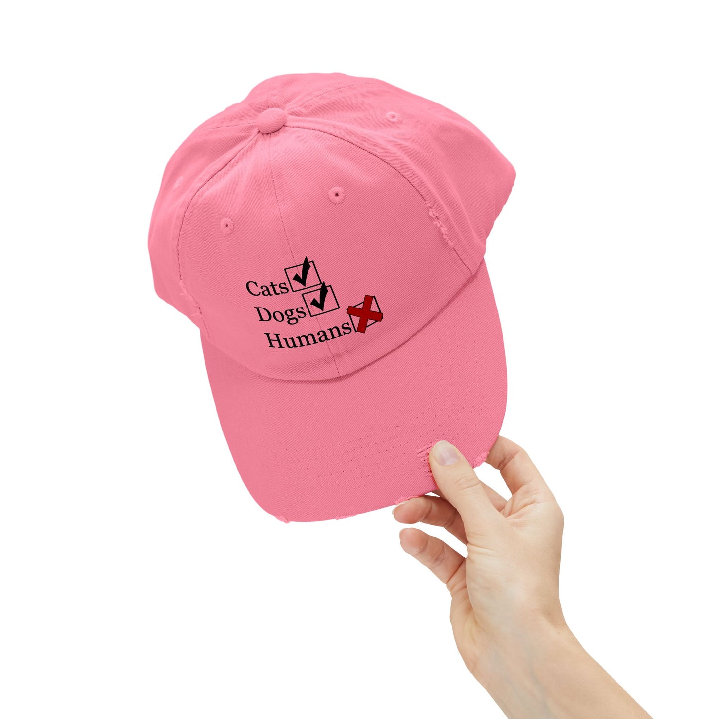 "No Humans" Distressed Cap —  Funny Truth Hat