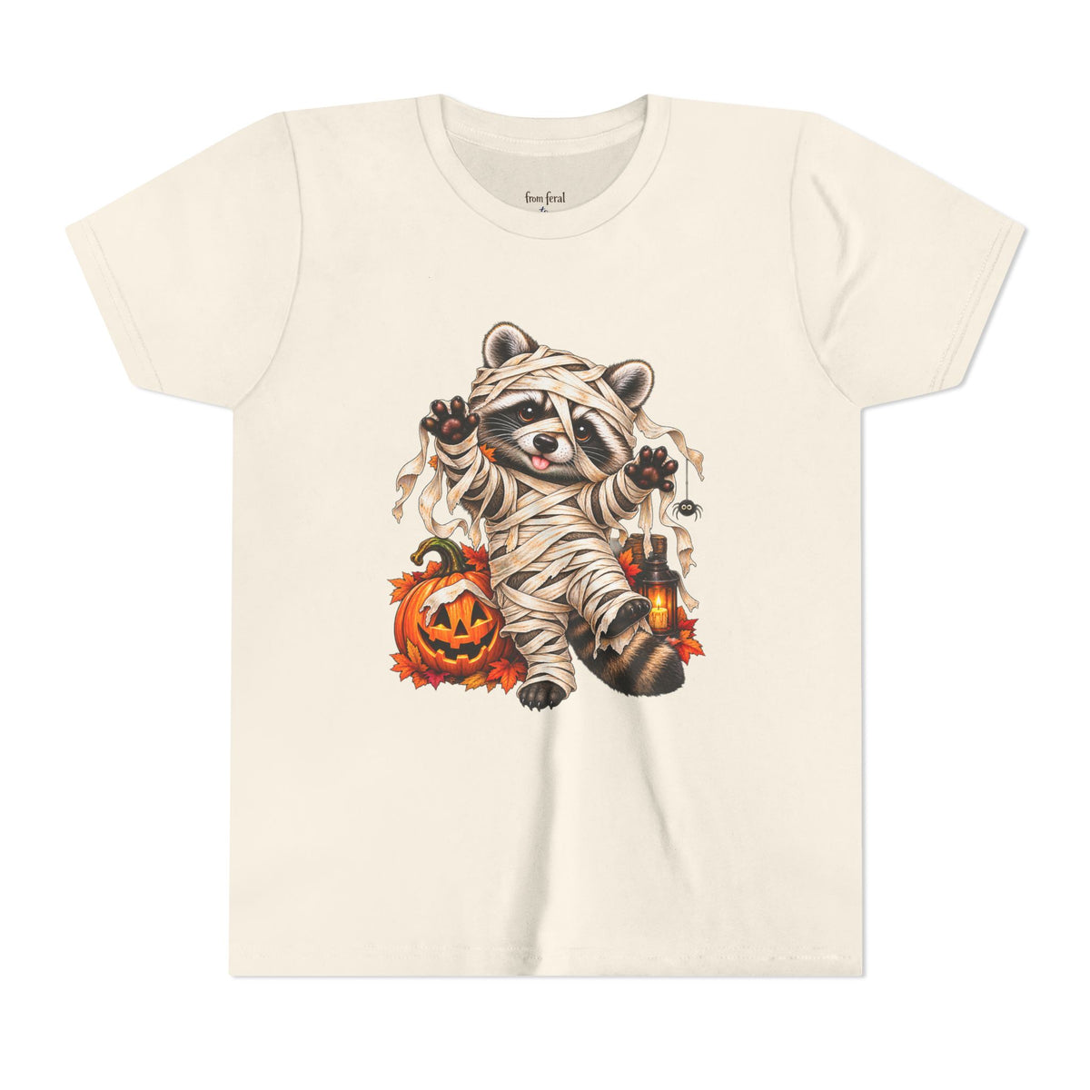 Halloween Youth Tee — Mummy Raccoon Kids Tshirt