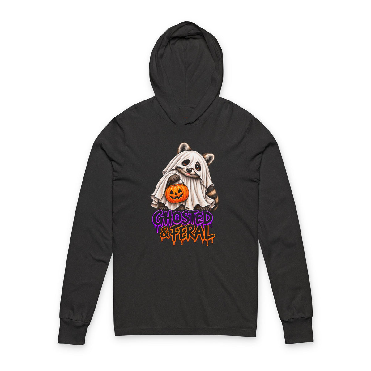 Ghosted Raccoon Hooded Long Sleeve Tee