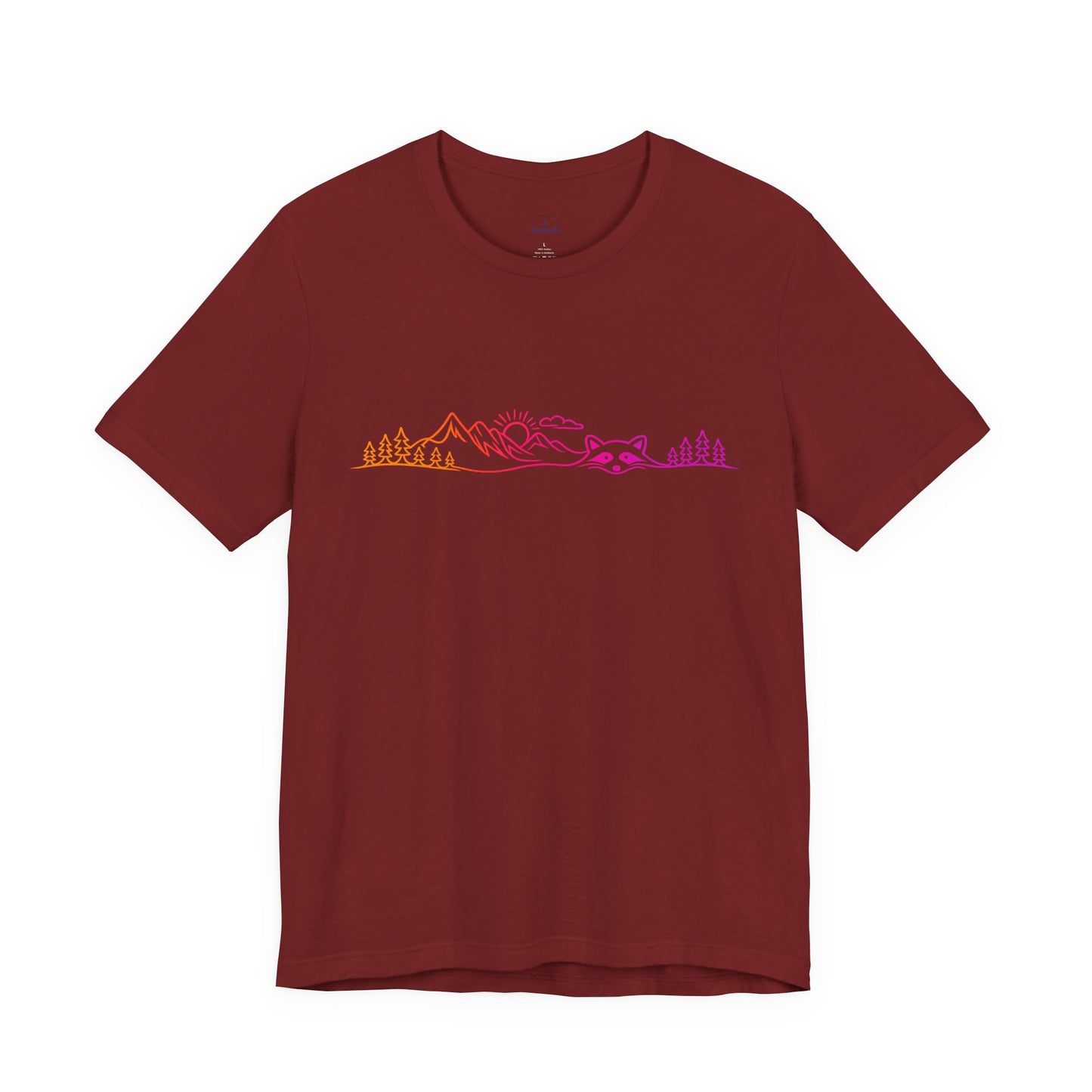 Raccoon Tee — Minimal Line Raccoon Scenic Graphic T-Shirt