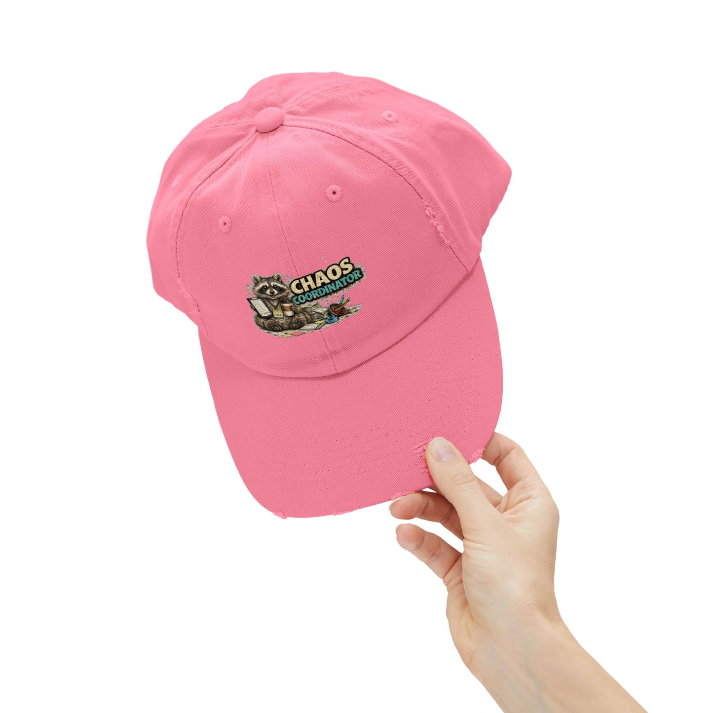 Chaos Coordinator Distressed Cap — Raccoon Mom/Dad Funny Dad Hat