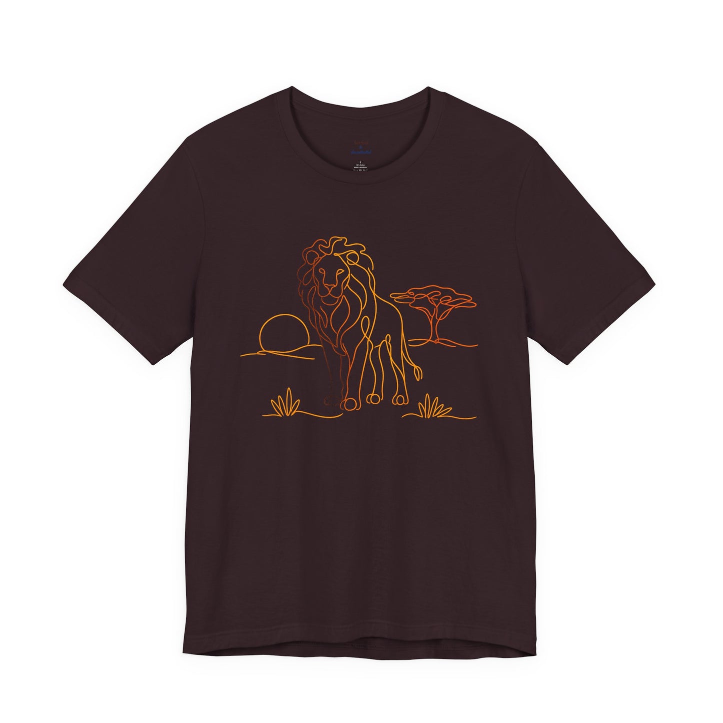 Lion Sunset Tee — Minimal Line Art Safari T-Shirt
