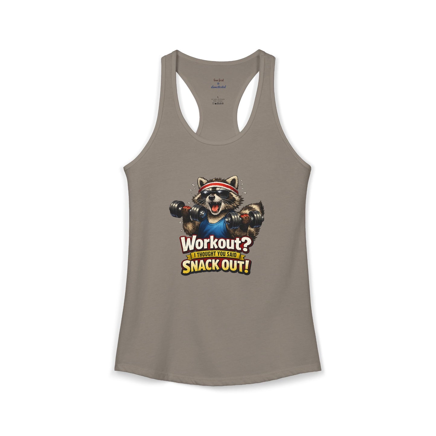 Snack Out Raccoon Racerback Tank