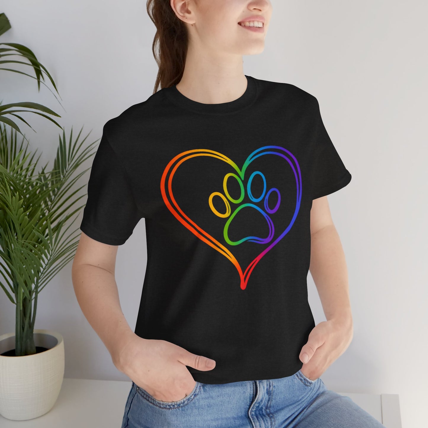 Heart/Paw Colorful Line-Work T-Shirt