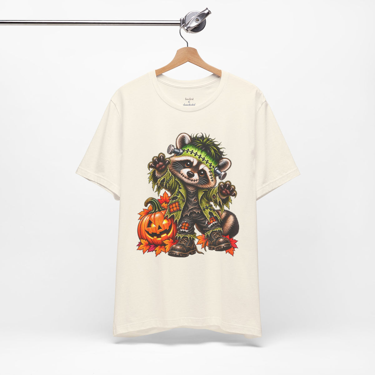 Halloween Frankenstein Raccoon and Black Cat T-Shirt