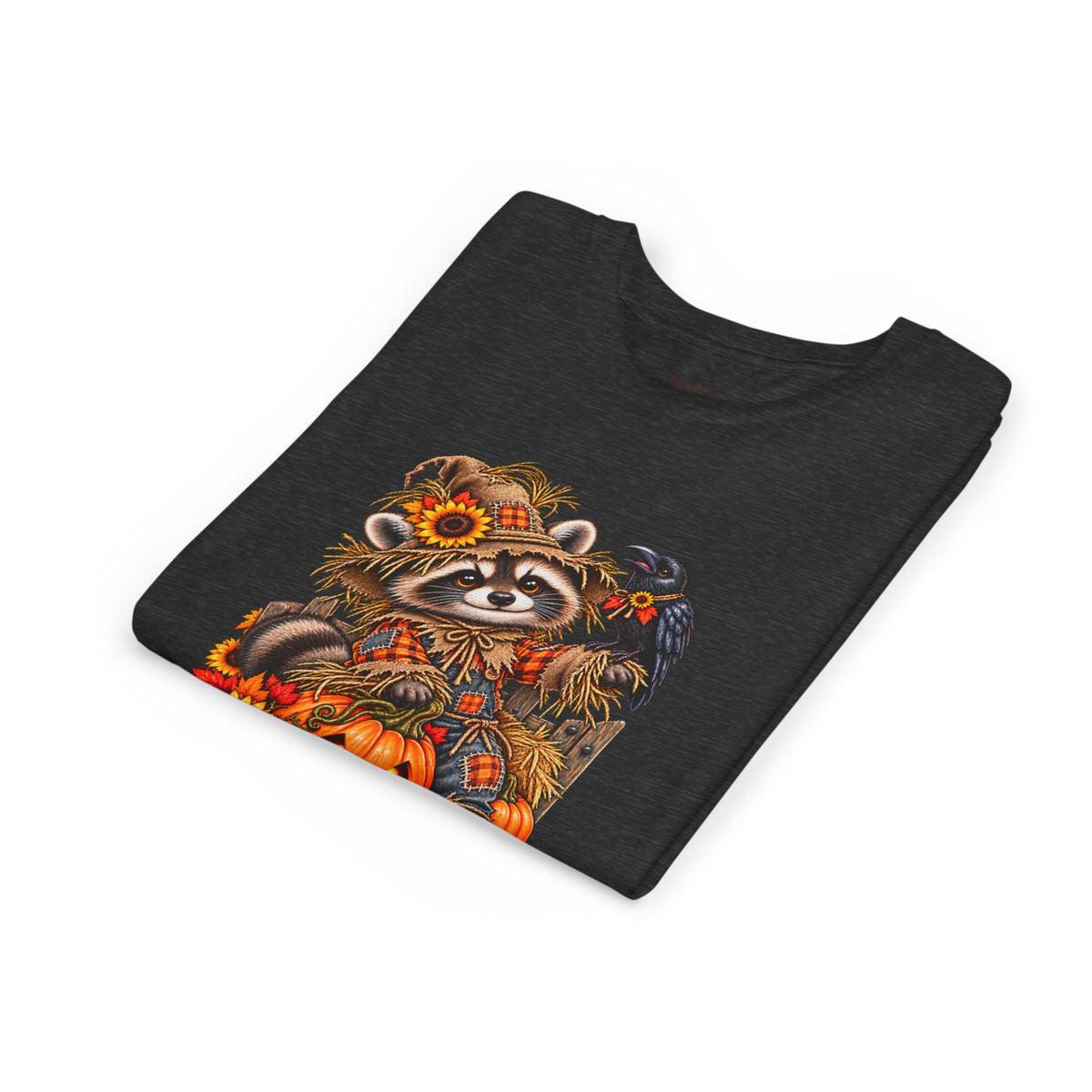 Fall Scarecrow Youth Tee — Raccoon Kids Tshirt