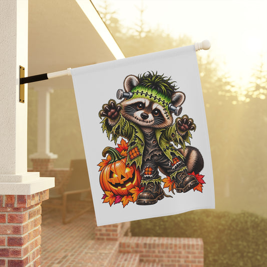 Halloween Frankenstein Raccoon Garden Flag