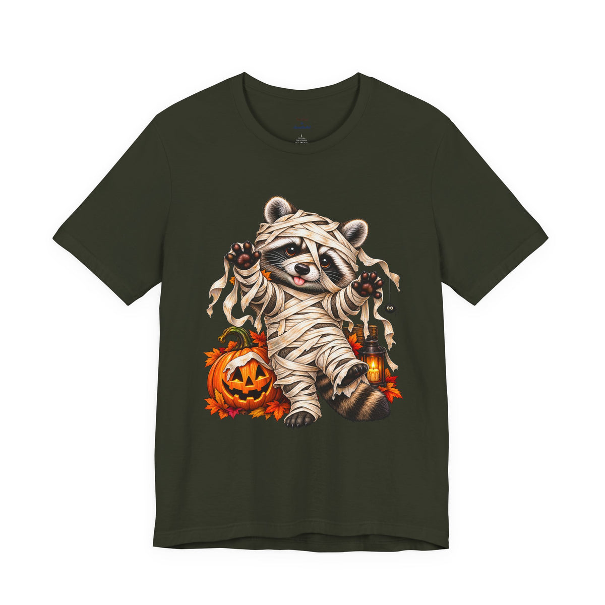 Halloween Mummy Raccoon and Black Cat T-Shirt