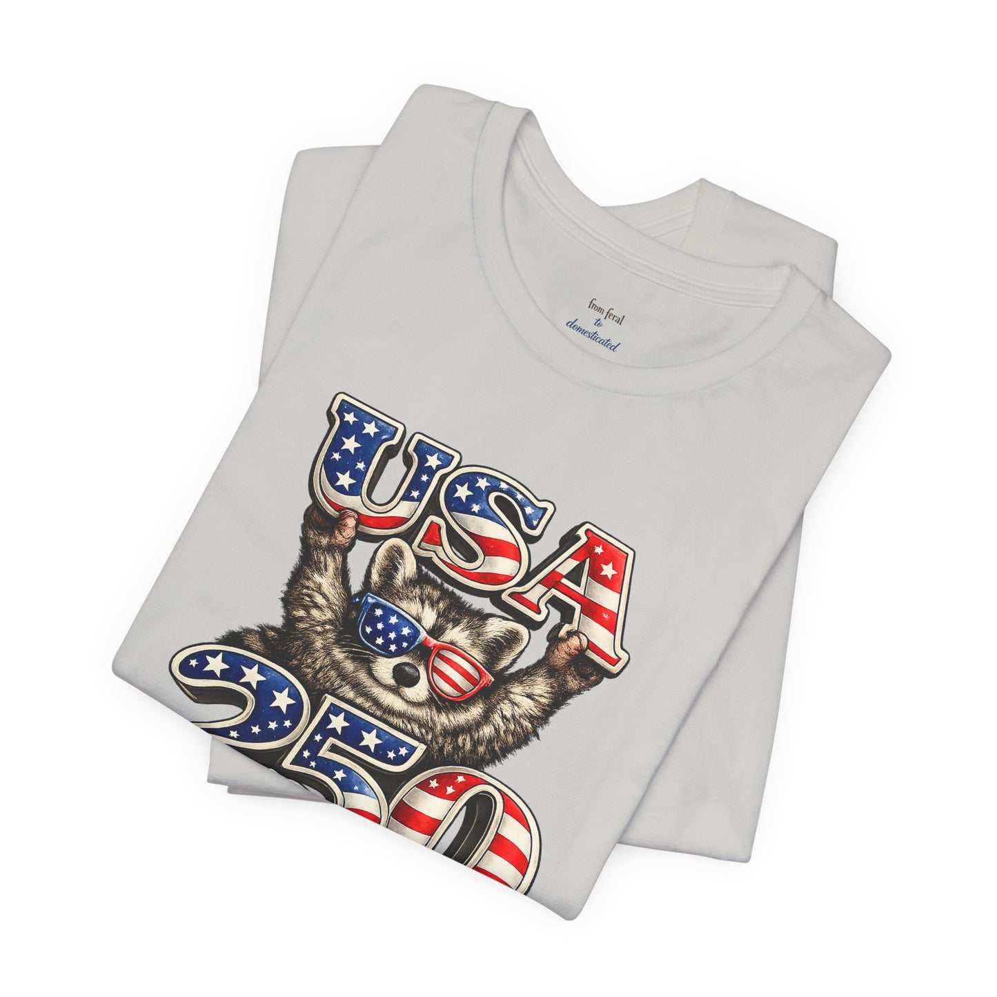 Patriot Raccoon 250th Anniversary T-Shirt — 4th of July Fireworks Flag Tee