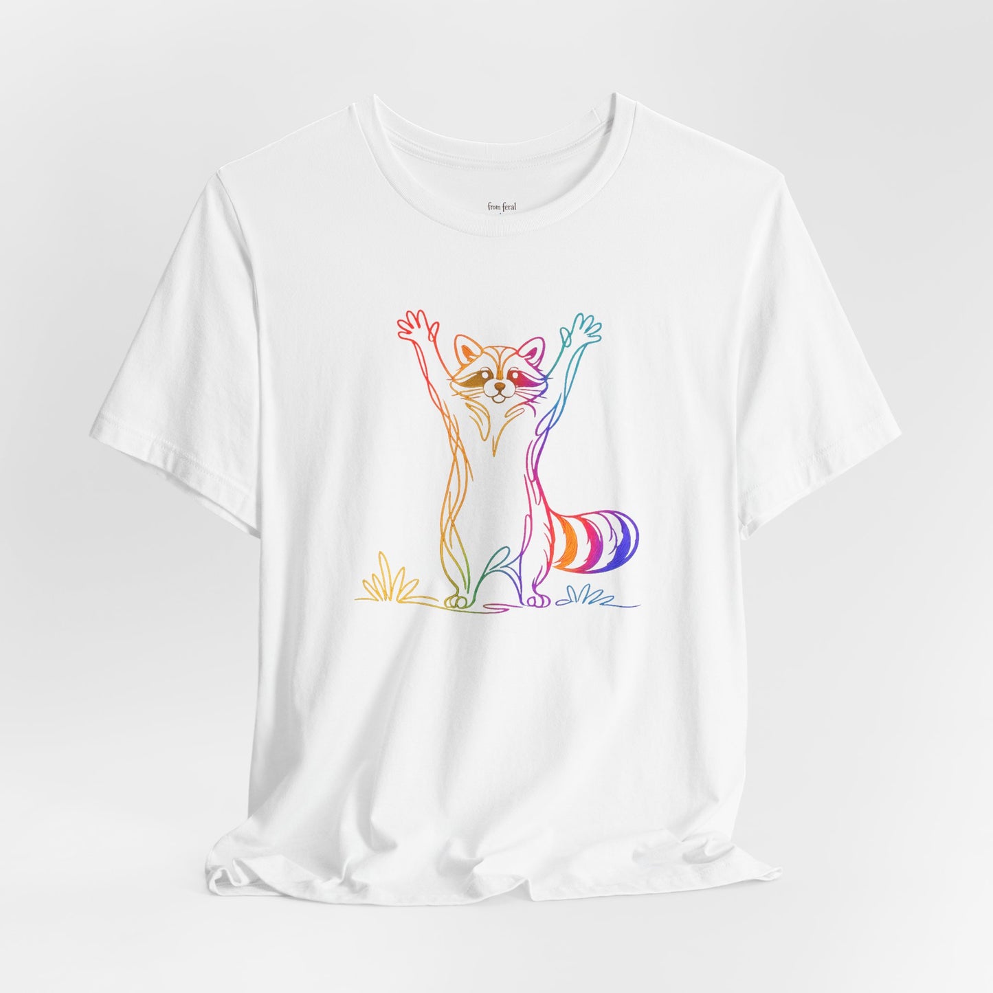 Raccoon Tee — Minimal Line Raccoon Scenic Graphic T-Shirt
