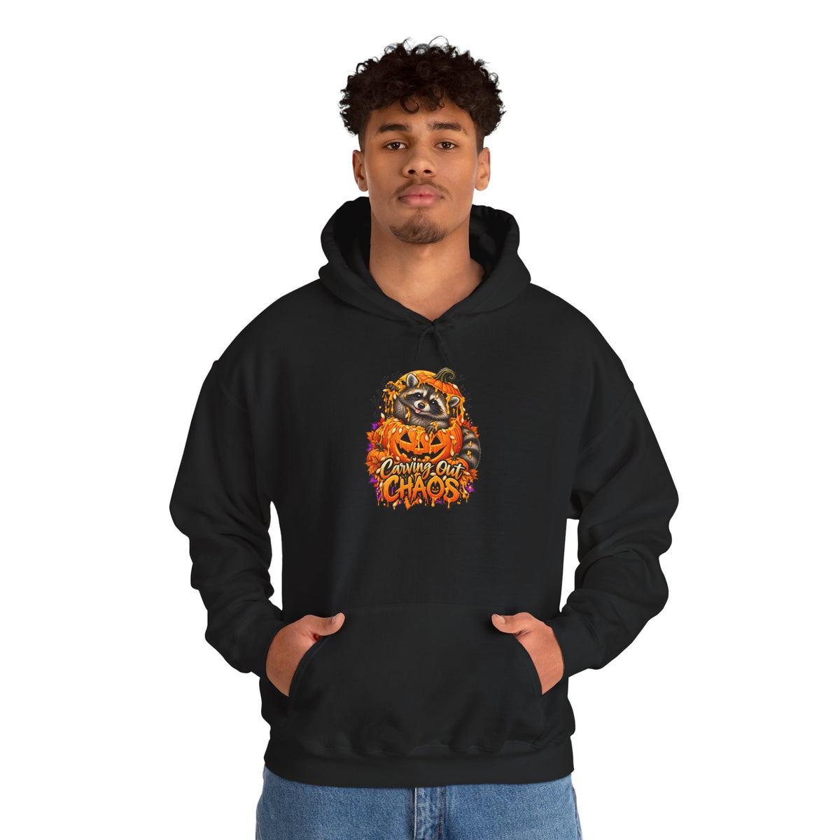 Carving Out Chaos Raccoon Hooded Sweatshirt