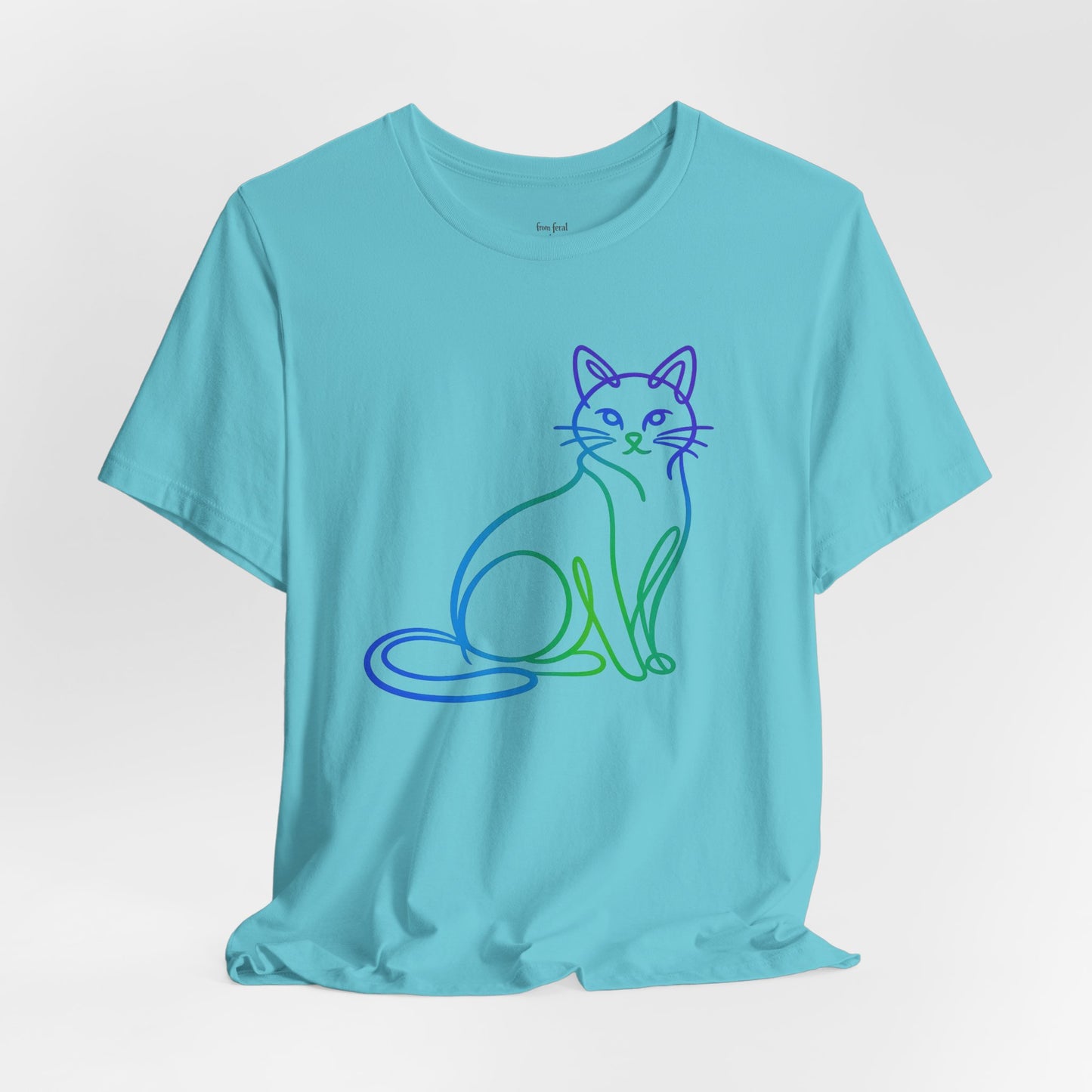 Colorful Line-Work Sitting Cat T-Shirt