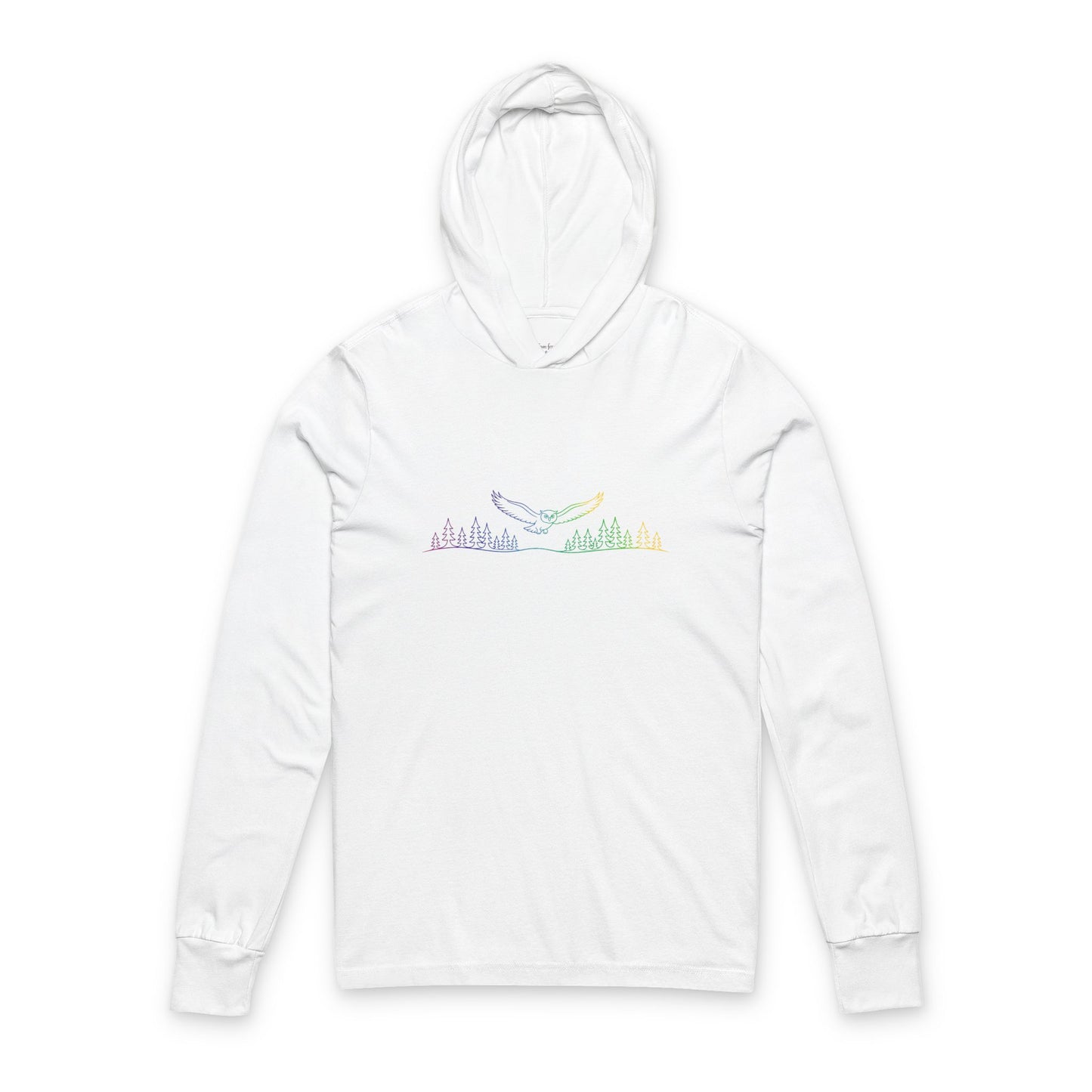 Continuous Line Art Owl Hooded Long Sleeve Tee