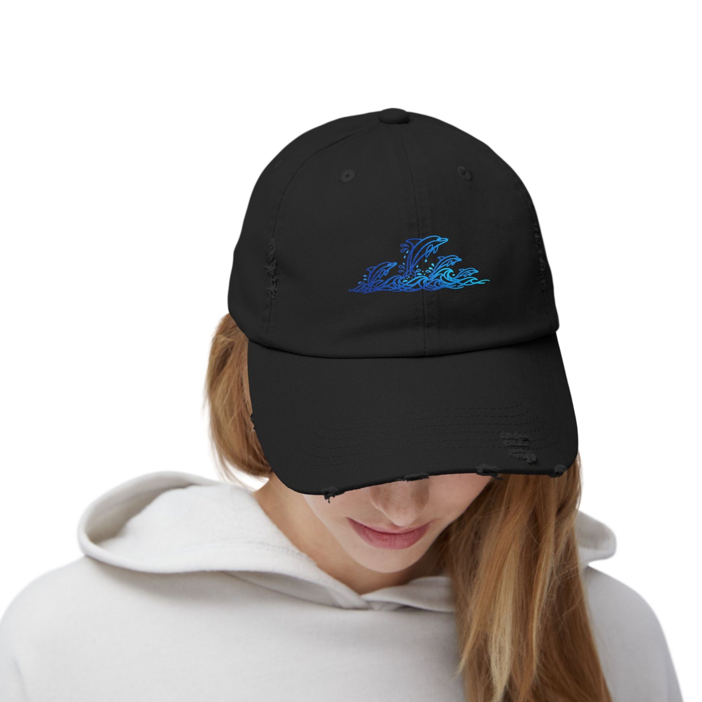 Splashing Dolphin Pod | Distressed Cap
