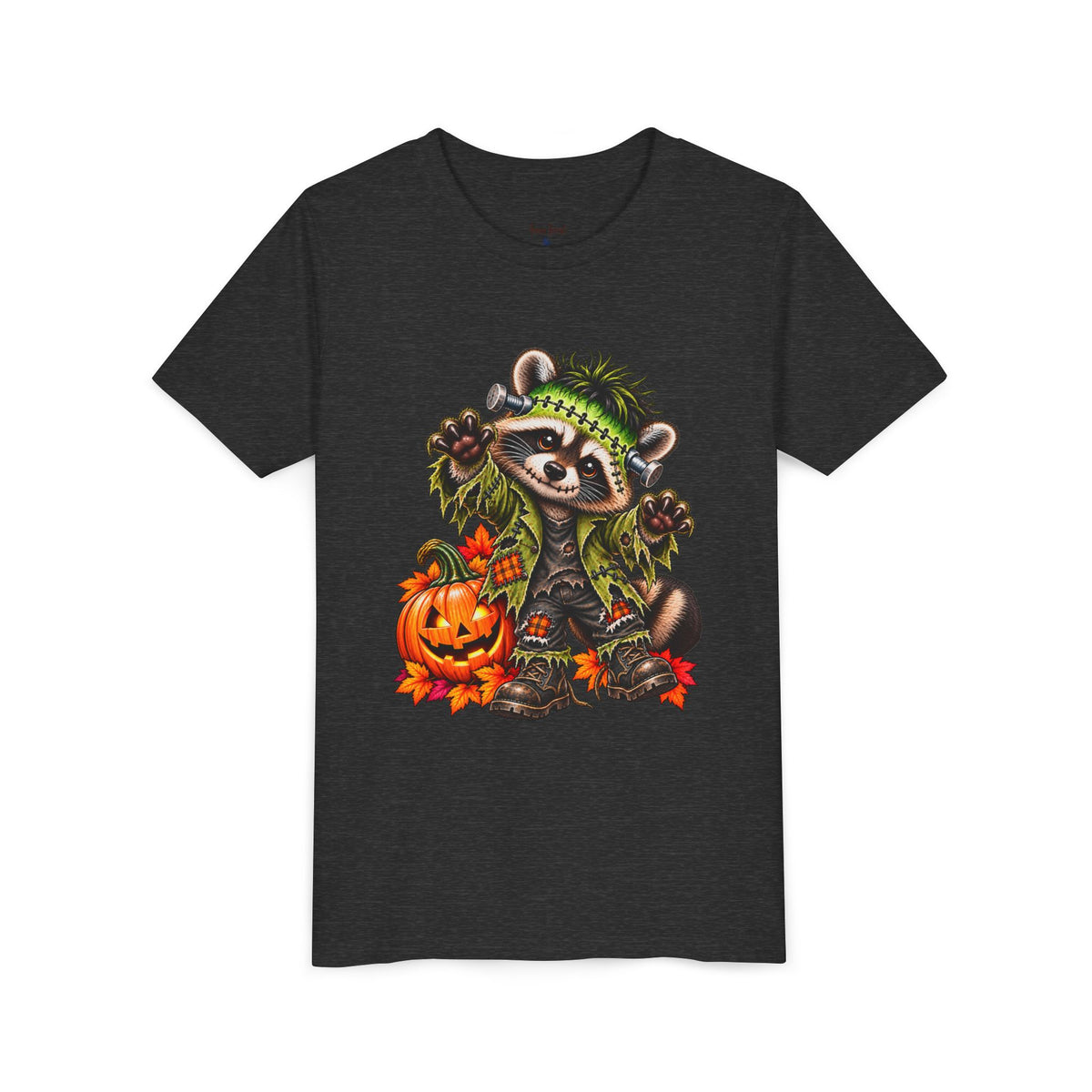 Halloween Youth Tee — Frankenstein Raccoon Kids Tshirt